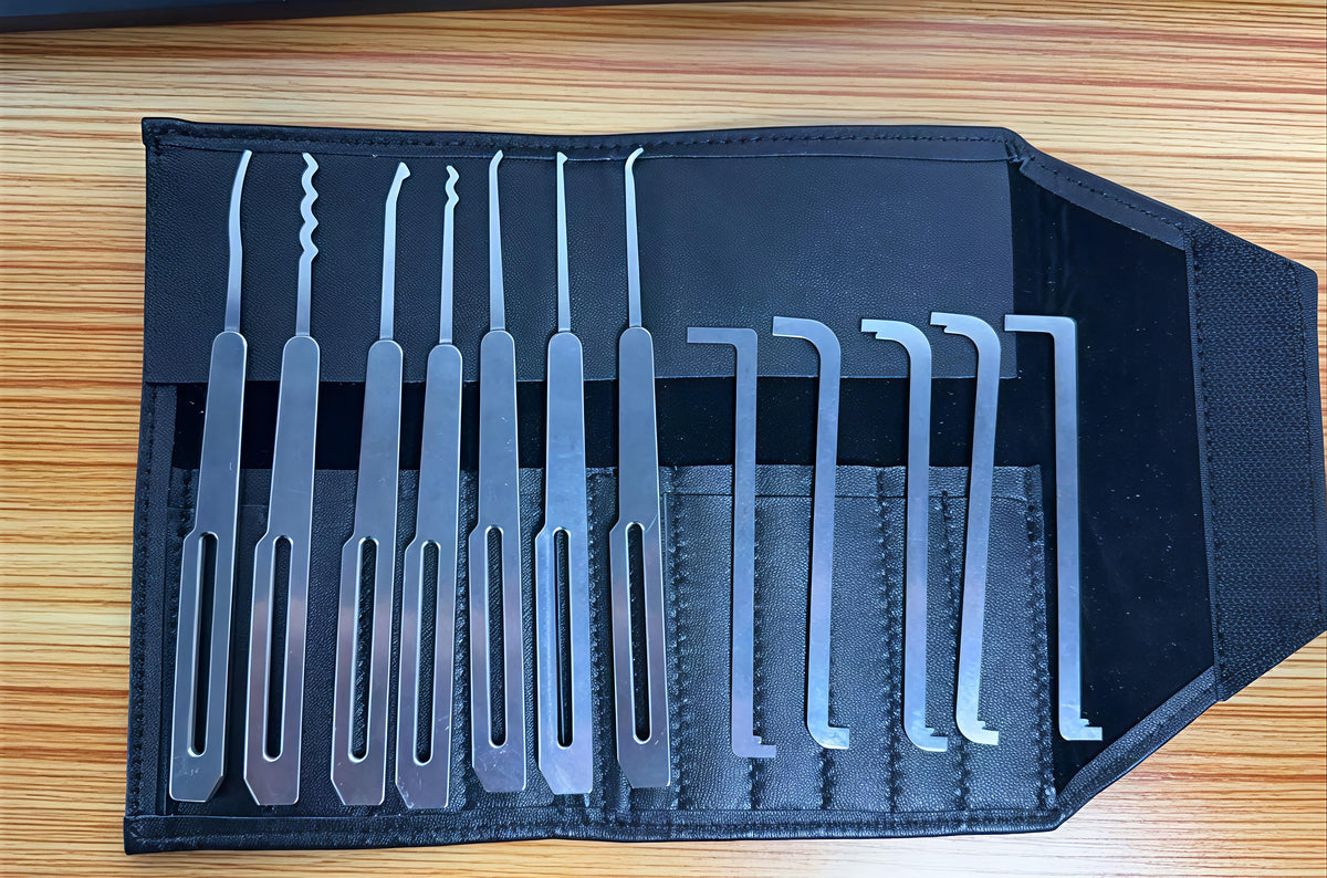 🧰12Pcs Lock Pick Set | Professional Locksmith Pick & Hook Tools with Leather Storage Pouch